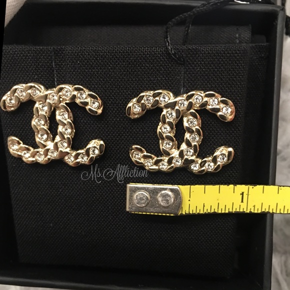 Sold on eBay! CHANEL Authentic Crystal CC Earrings - Picture 6 of 8
